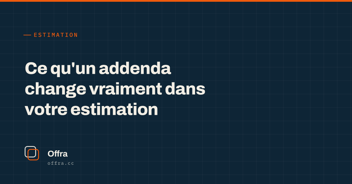 Une carte Offra affichant « Ce qu'un addenda change vraiment dans votre estimation »