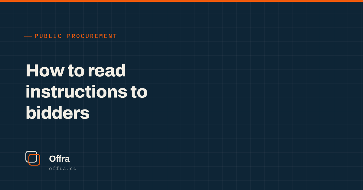 An Offra card reading "How to read instructions to bidders"