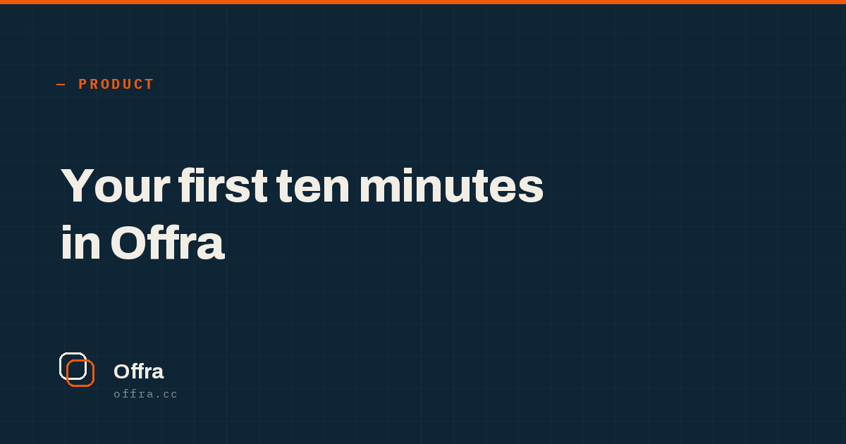 An Offra card reading "Your first ten minutes in Offra"